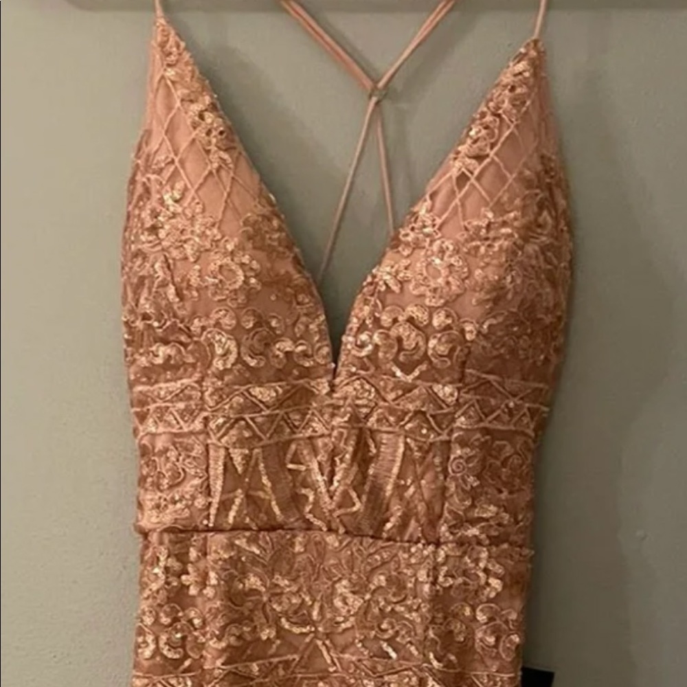 Lulus rose gold prom dress